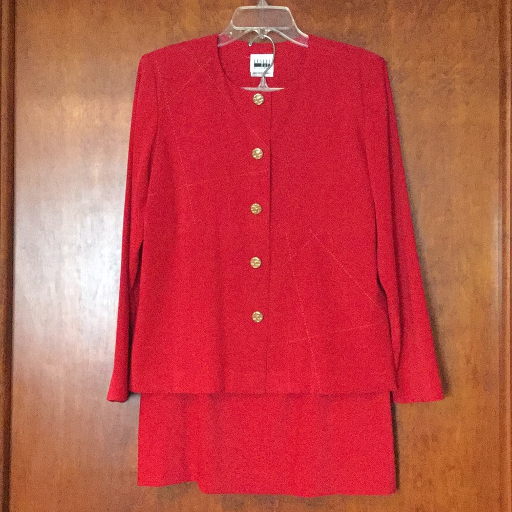Leslie Fay, 2Pc Suit, red jacket with pencil skirt